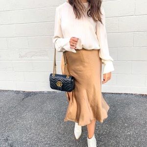 Gold slip skirt with high slit NWOT